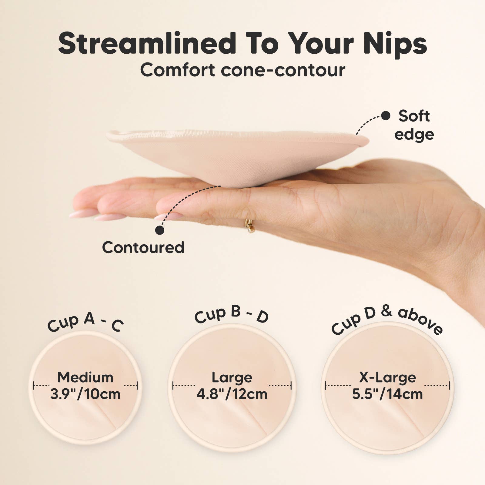 14pk Comfy Nursing Pads, Reusable Breastfeeding Pads: Bare Beige / 4.8"