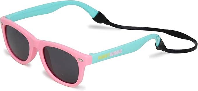 Kids Flexible Wire Sunglasses -Pink Turquoise/Smoke Lenses: Toddler (2-7 years)