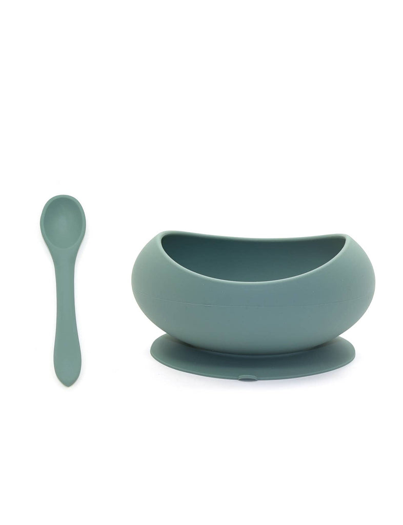 Toddler bowl, toddler spoon stage 1, silicone, soft, safe, bpa free, suction bottom, blue color