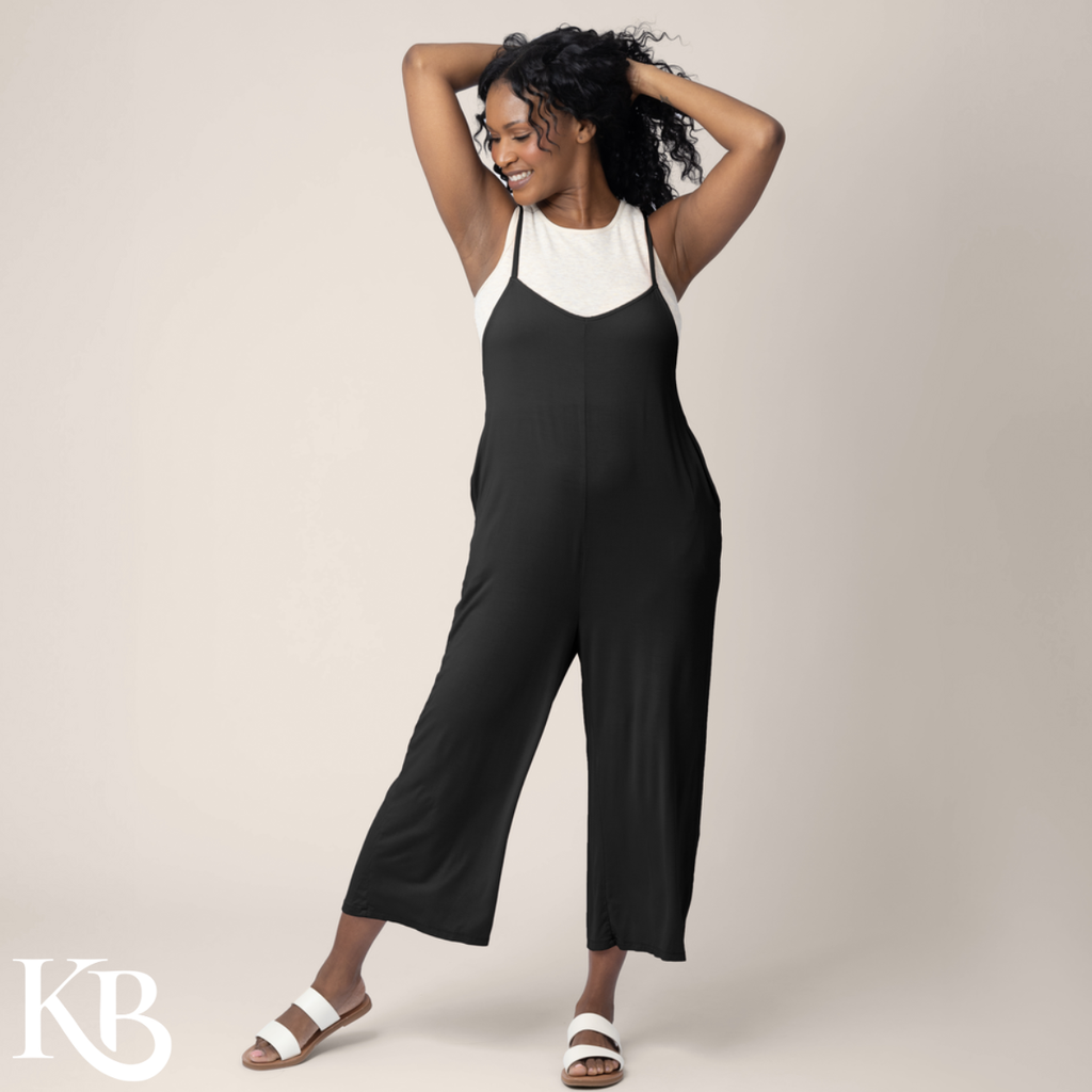 Charlie Maternity & Nursing Romper: Black