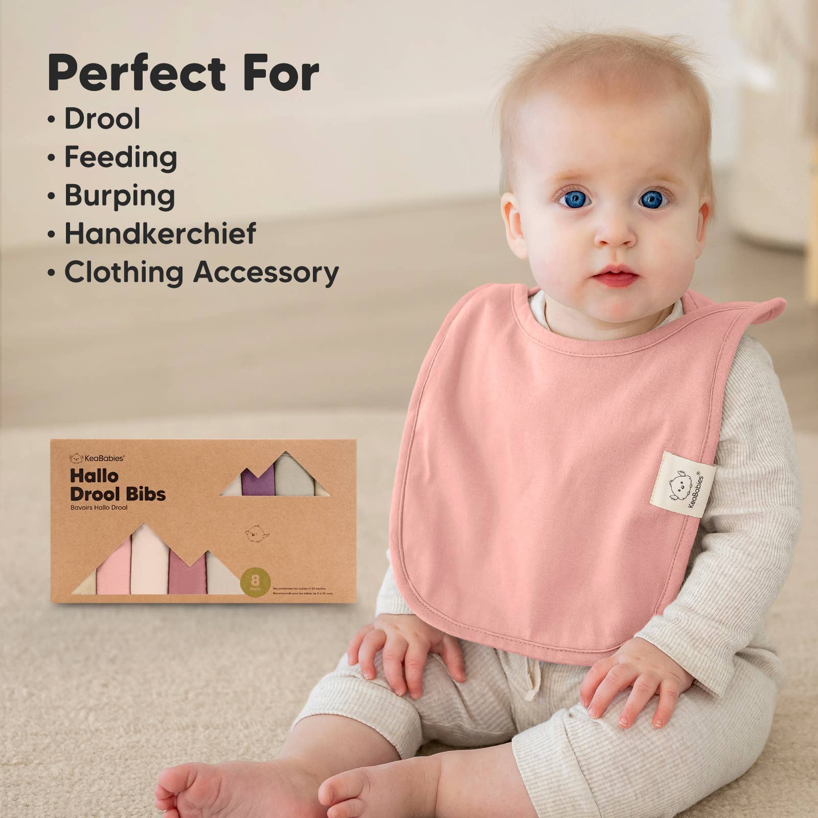 8-Pack Hallo Drool Bibs: Dahlia