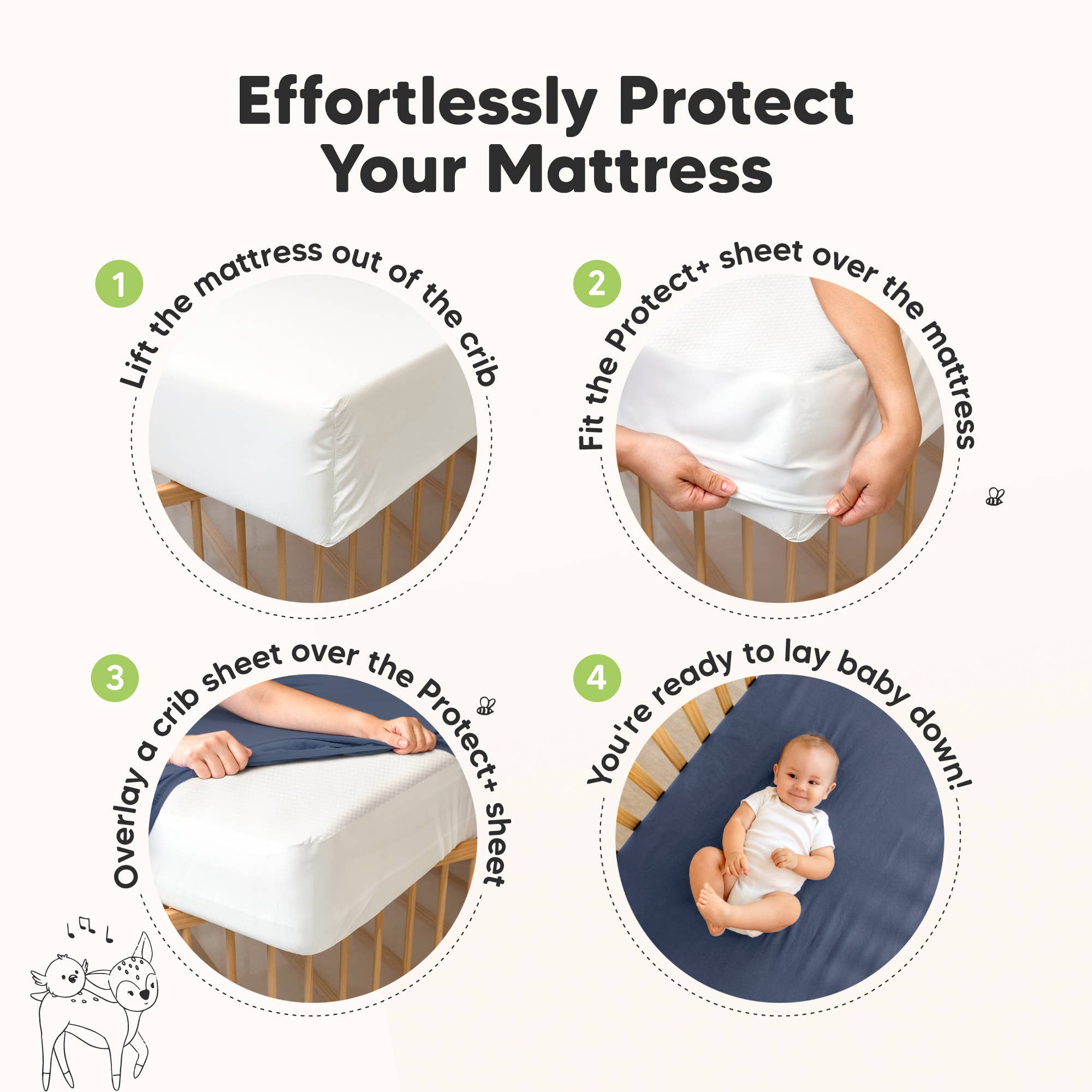 2-pk Quin Protect+ Waterproof Crib Mattress Protector Cover: Thistle