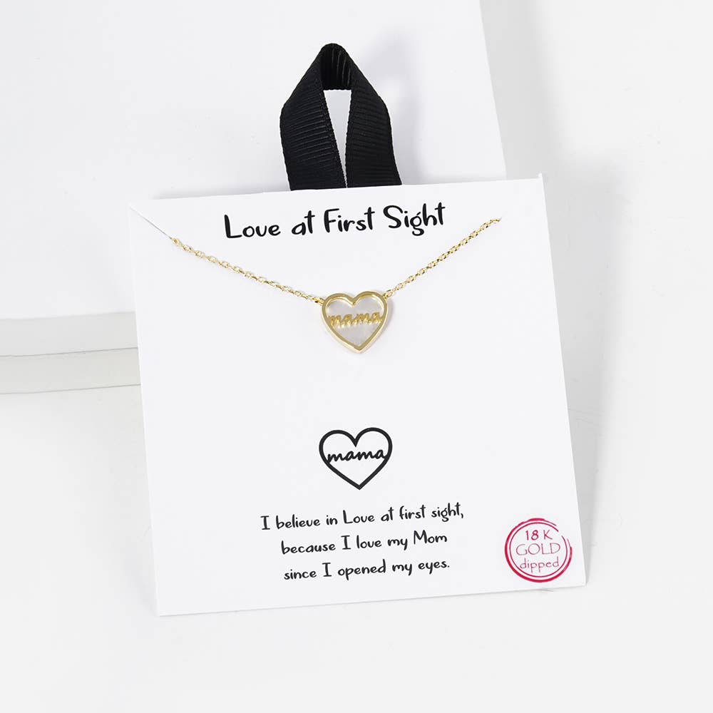 Gold-Dipped MAMA Heart Pendant Necklace