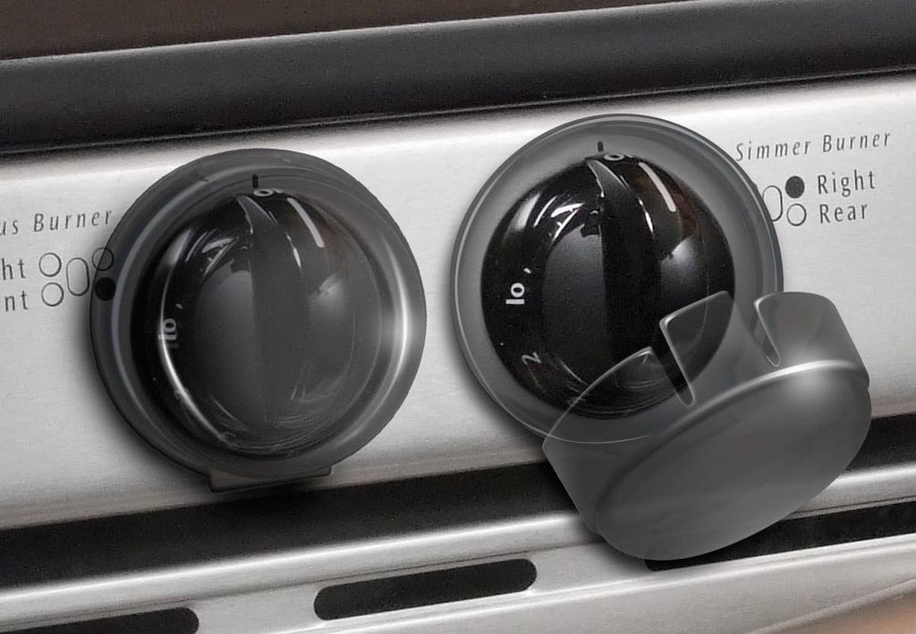 Stove knob covers, hinge lid for adult access, durable and heat resistant 