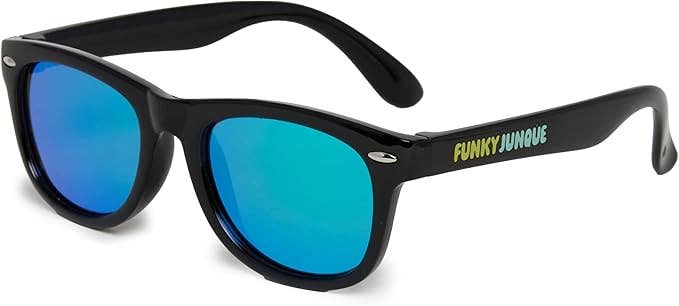 Kids Flexible Wire Sunglasses - Black/Green Mirror Lenses: Toddler (2-7 years)