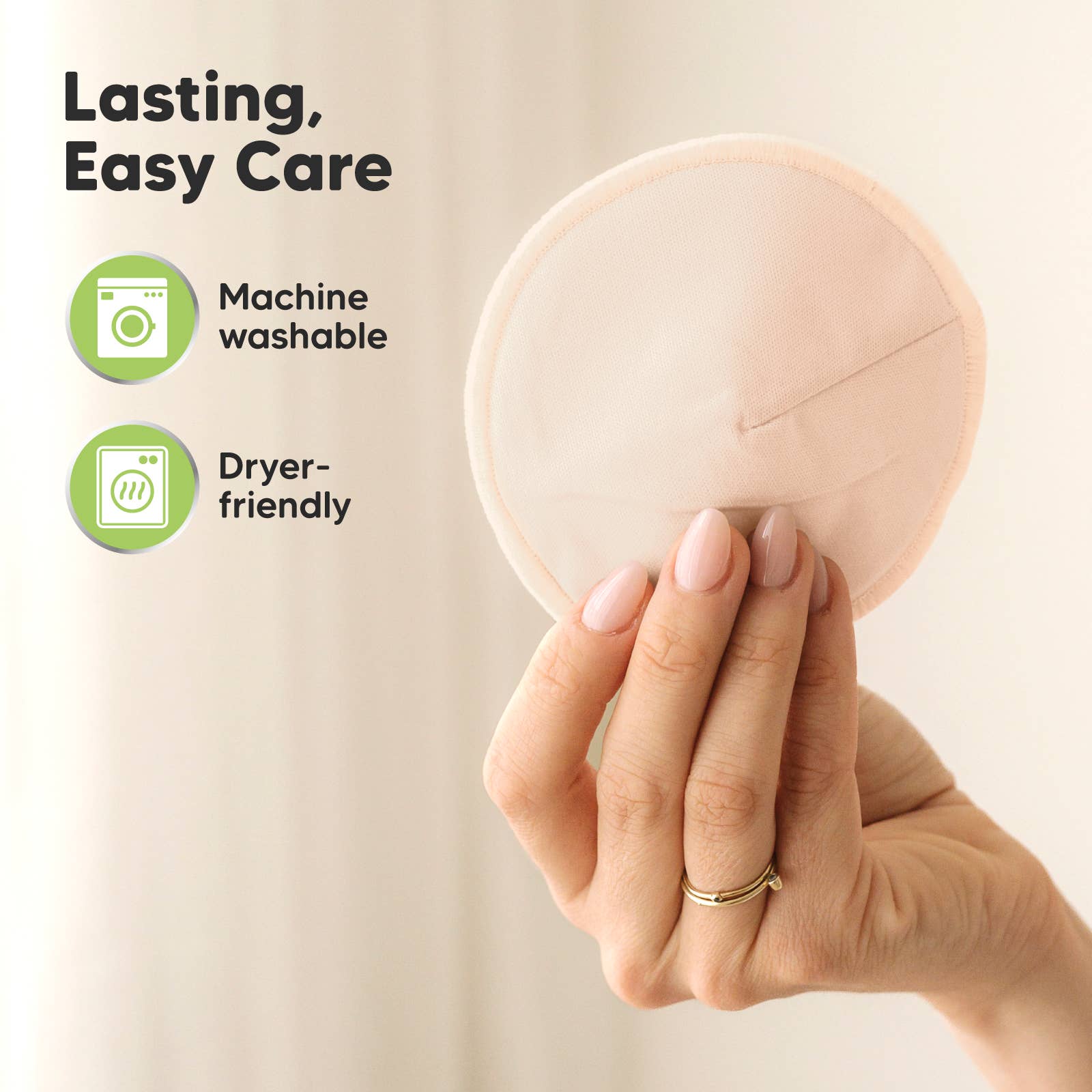 14pk Comfy Nursing Pads, Reusable Breastfeeding Pads: Bare Beige / 4.8"
