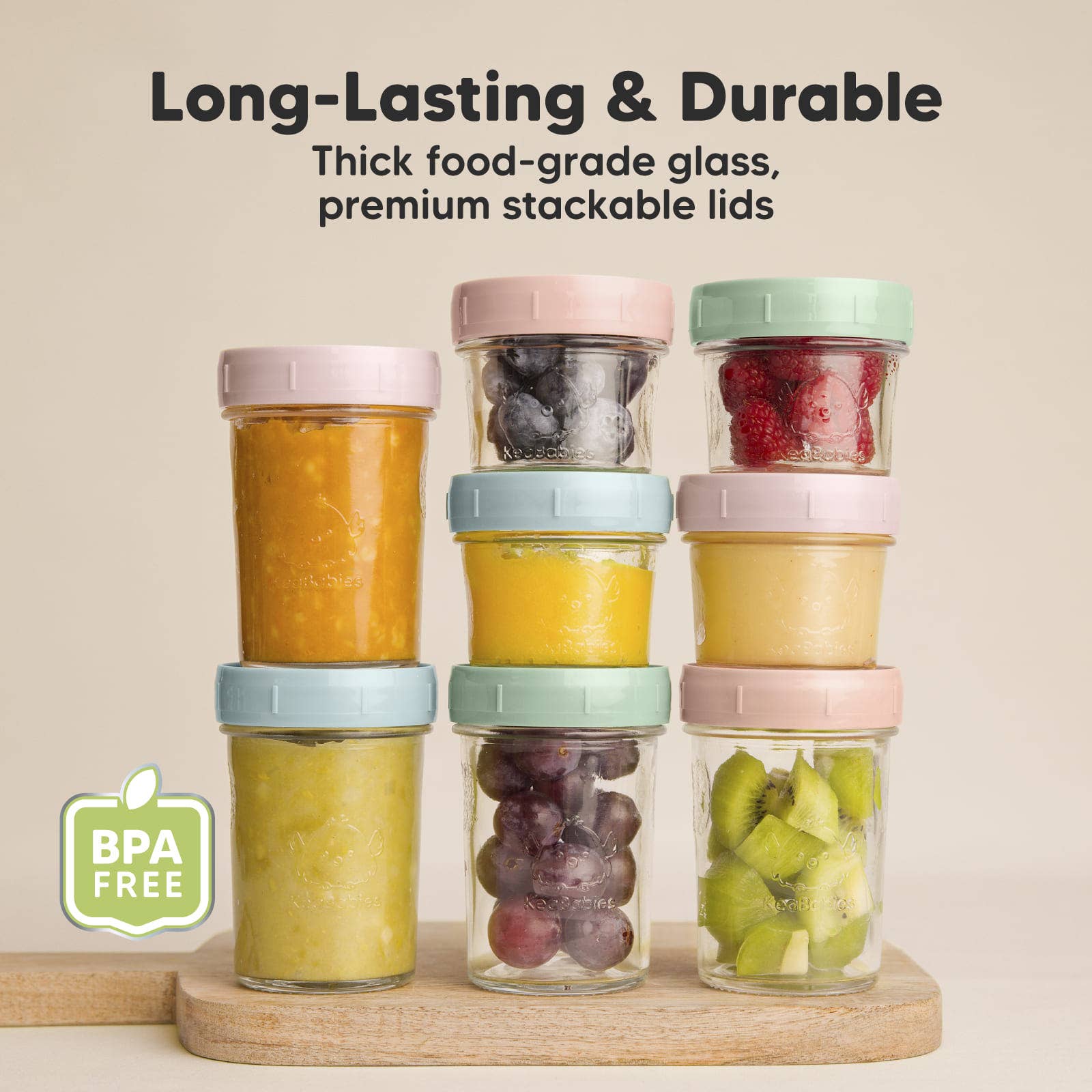 8pk Prep Baby Food Storage Containers, Leak-Proof Food Jars: Musk Dusk