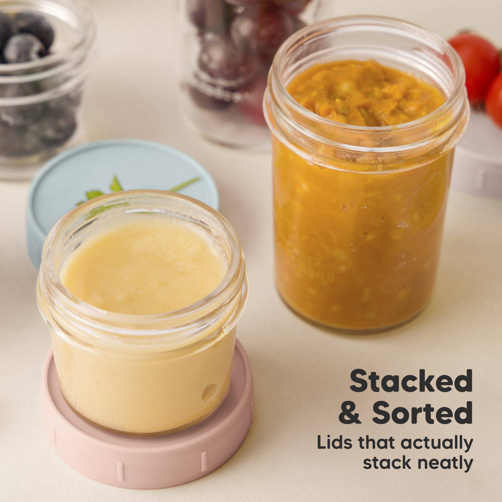 8pk Prep Baby Food Storage Containers, Leak-Proof Food Jars: Musk Dusk