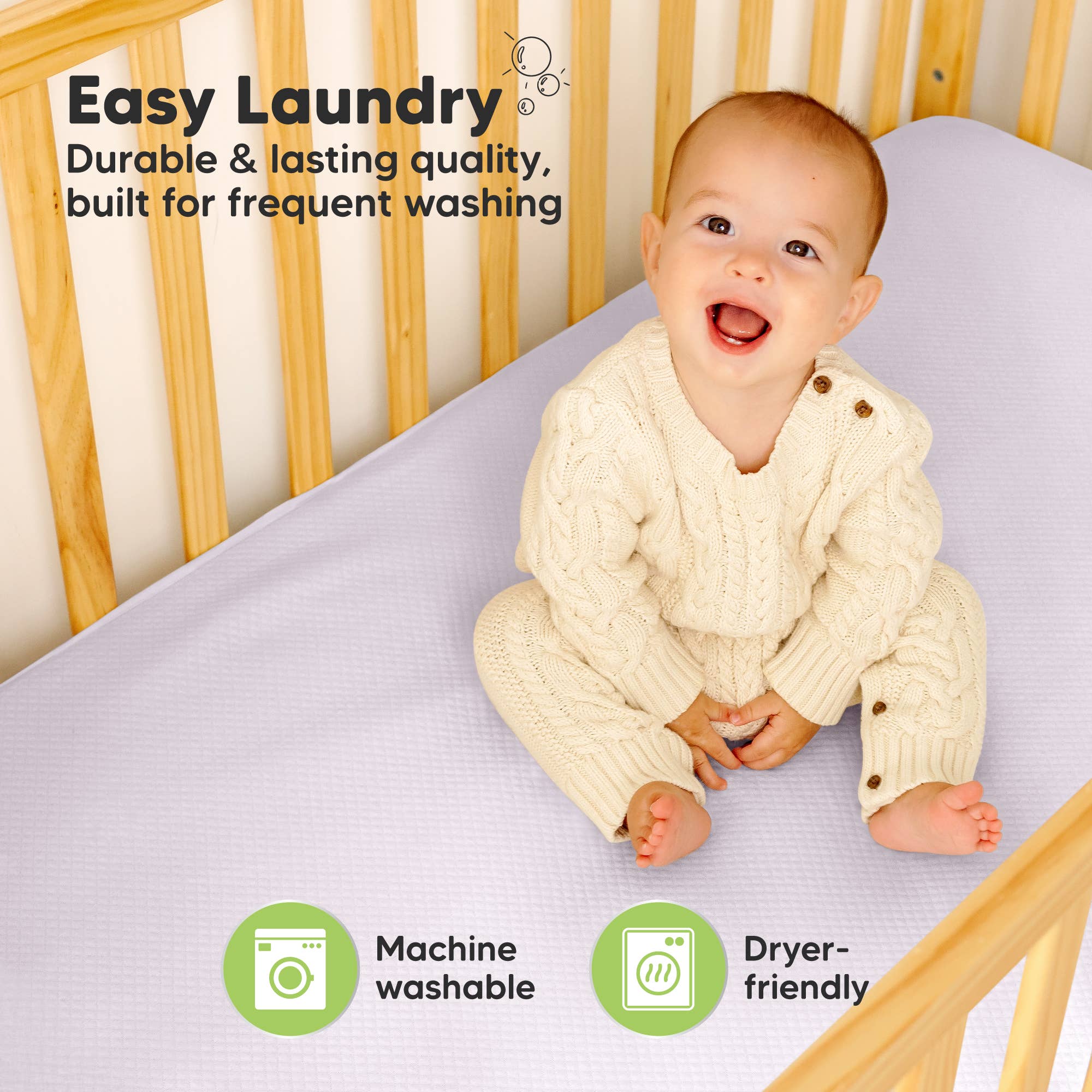 2-pk Quin Protect+ Waterproof Crib Mattress Protector Cover: Thistle