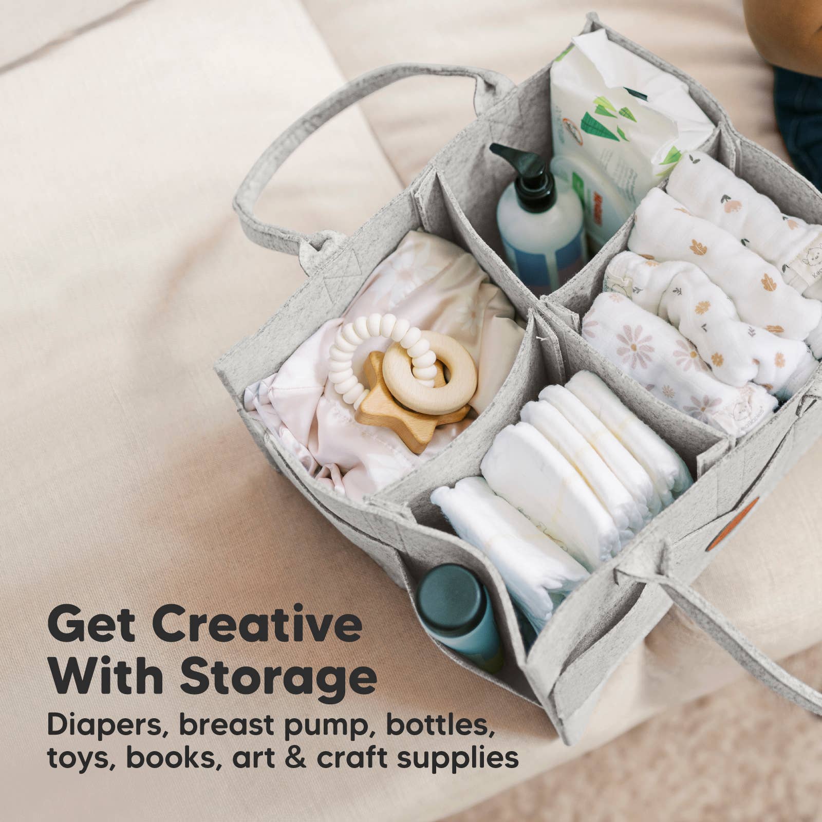 Original Baby Diaper Caddy Organizer for Nursery, Storage: Classic Gray