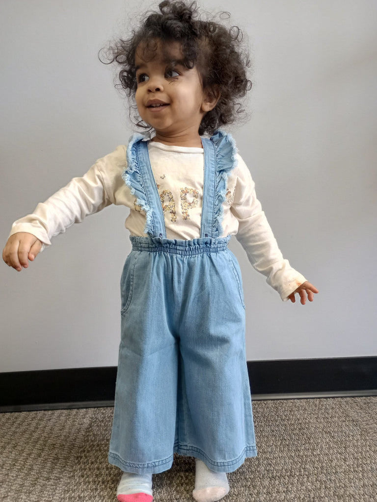 Ruffle overalls, light wash, denim style, girls, child