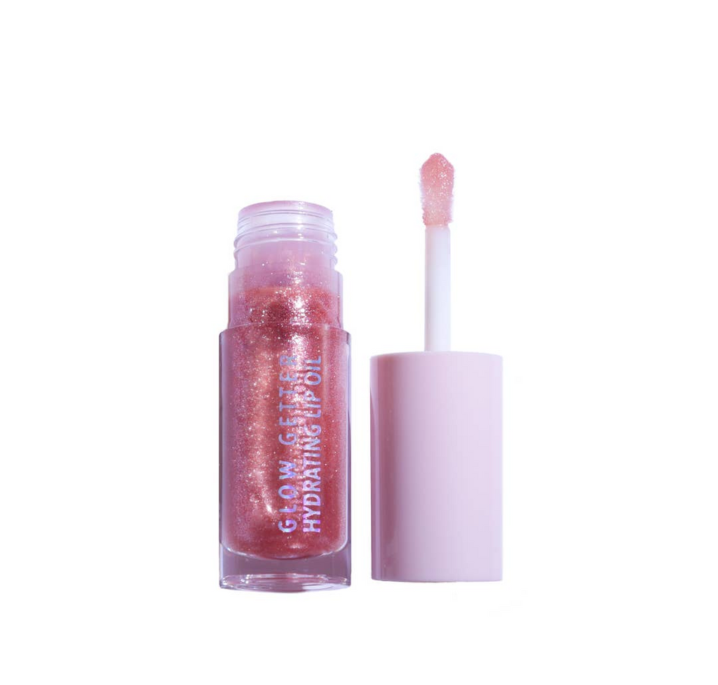 Natural lip oil, Soft applicator, easy storage, travel size, pink glitter color