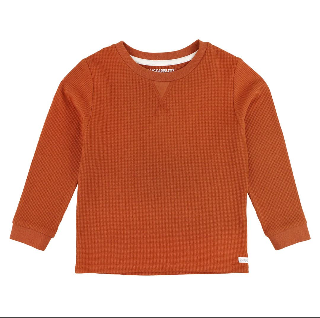 Waffle knit, long sleeve top, children, boys, sienna
