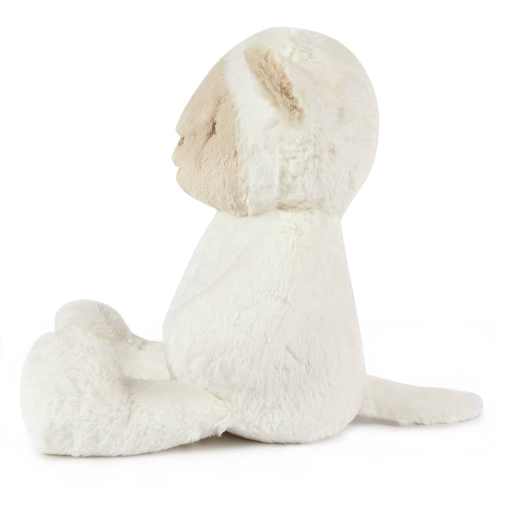 White plushie lamb, soft fur, 13.5 inches, stuffed animal, long tail 