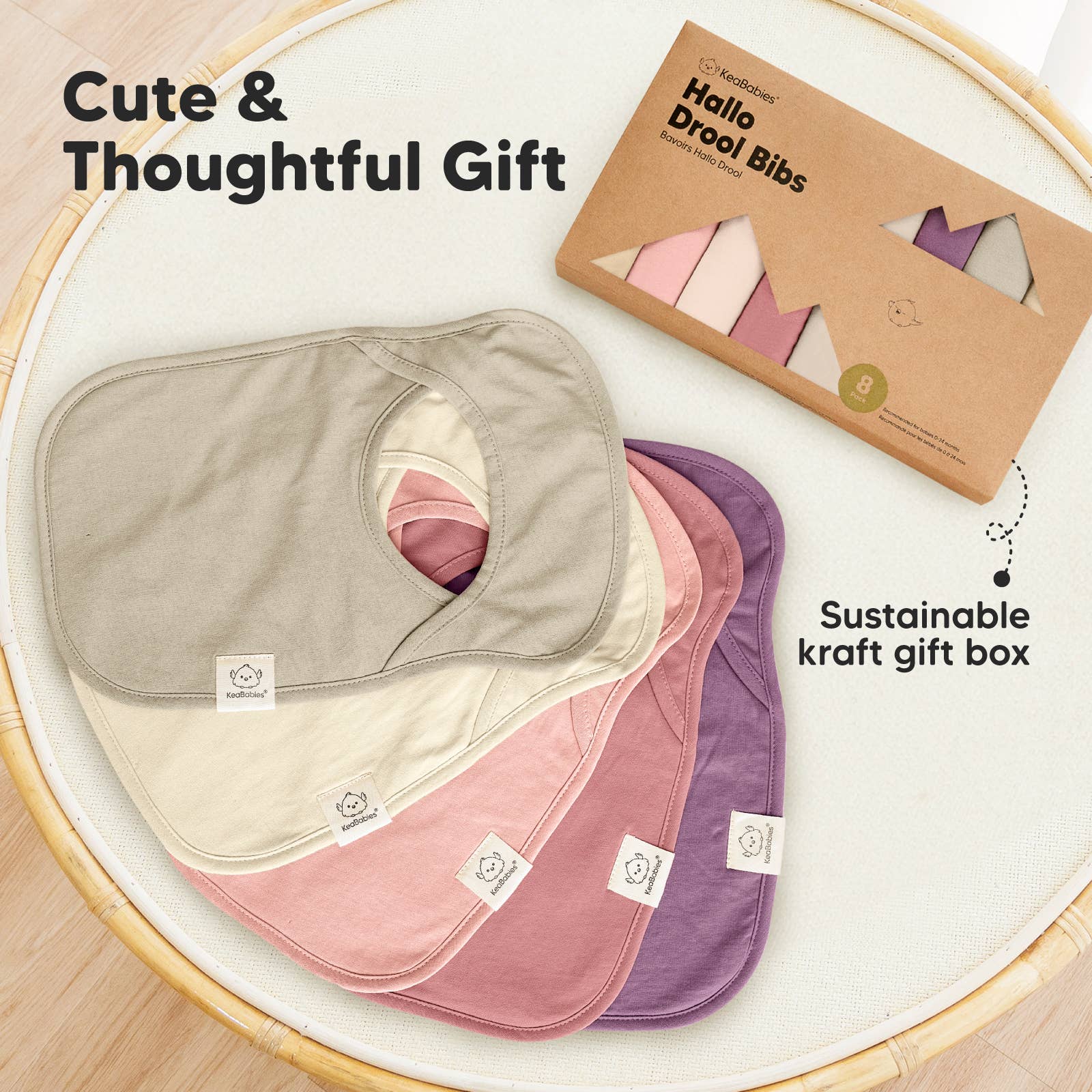8-Pack Hallo Drool Bibs: Dahlia