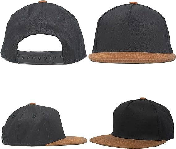 Flat Brim Trucker Hat - Dude - Black/Faux Leather: Medium/Large (2-9 Years)