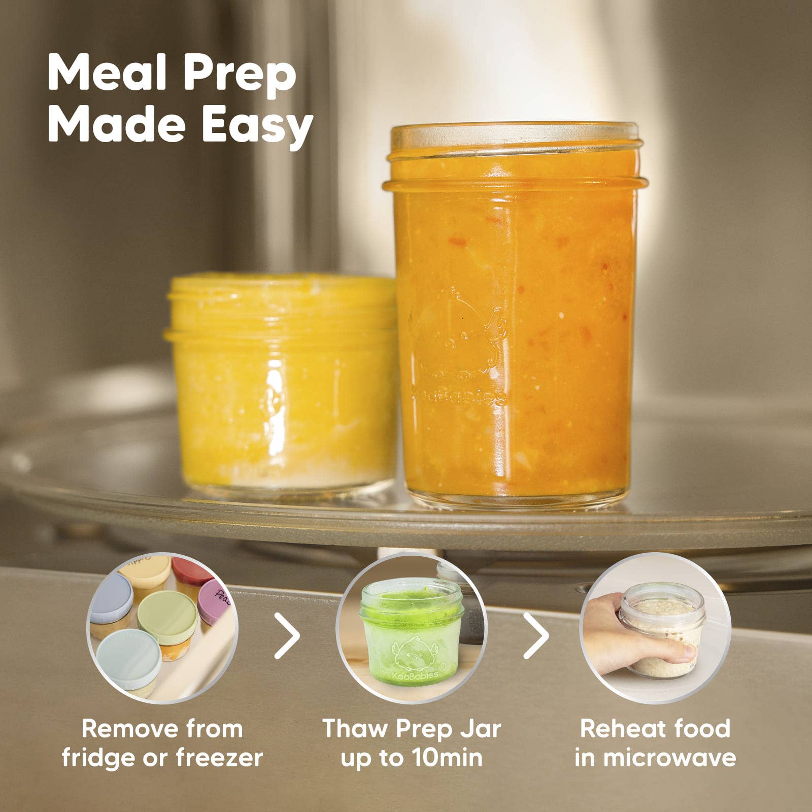 8pk Prep Baby Food Storage Containers, Leak-Proof Food Jars: Musk Dusk