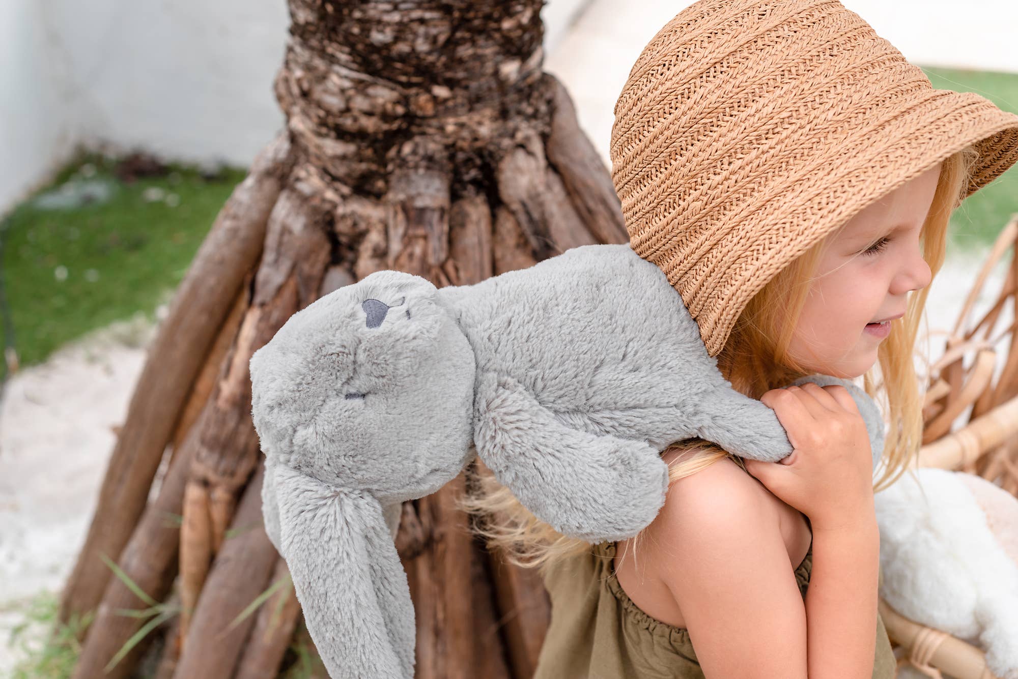 Gray plushie bunny, floppy ears, soft fur, 13.5 inches, stuffed animal, every kids pal