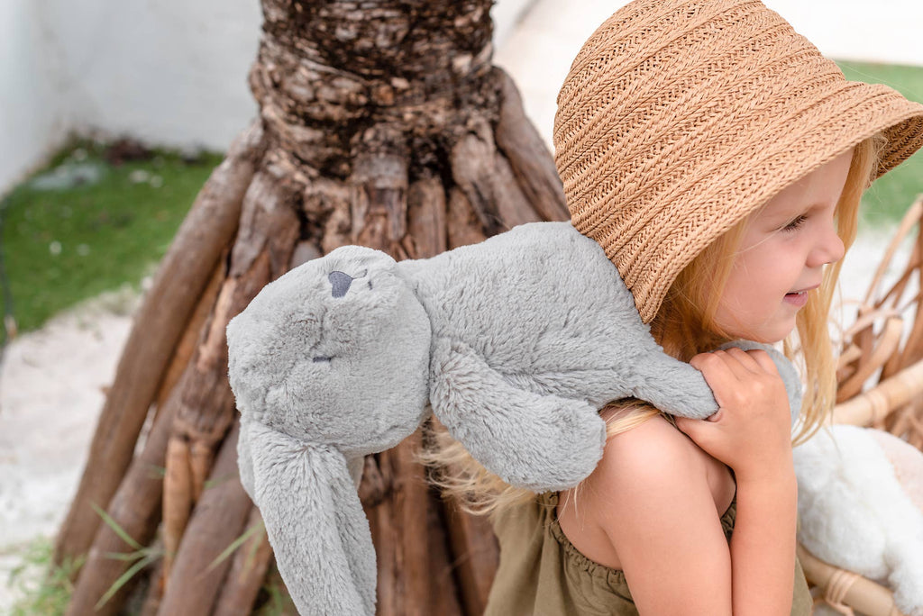 Gray plushie bunny, floppy ears, soft fur, 13.5 inches, stuffed animal, every kids pal