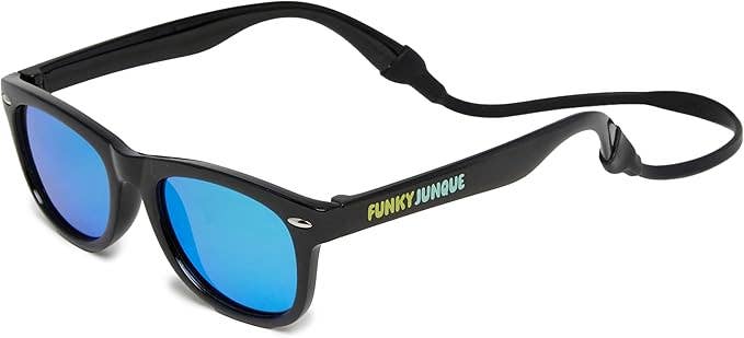 Kids Flexible Wire Sunglasses - Black/Green Mirror Lenses: Toddler (2-7 years)