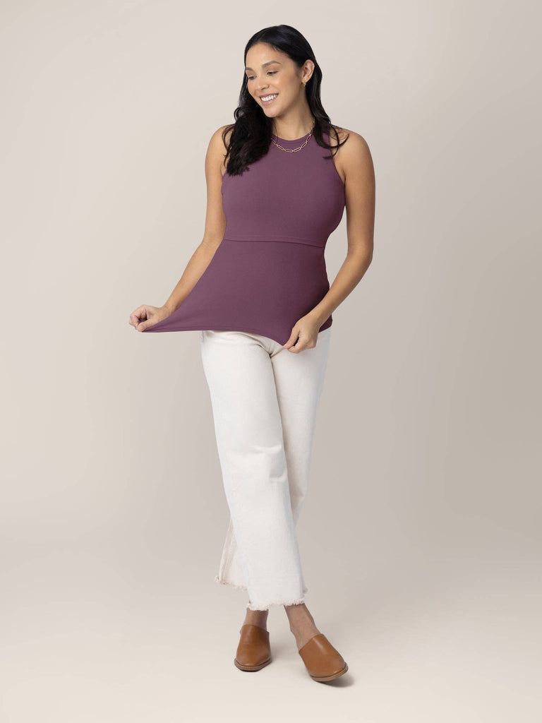 Ribbed Bamboo Racerback Nursing Tank- Twilight