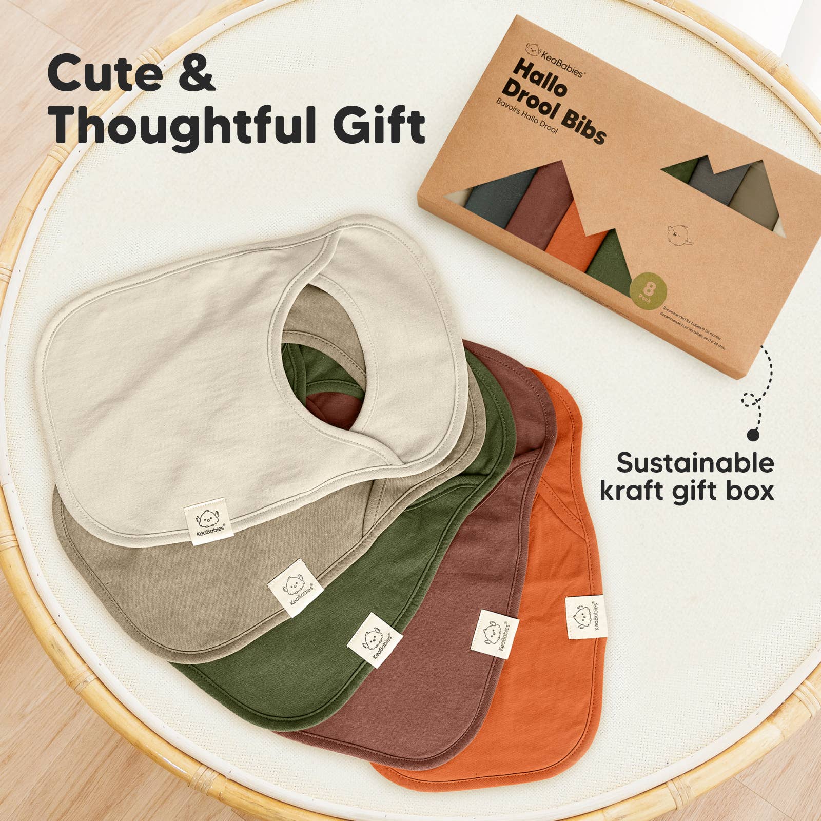 8-Pack Hallo Drool Bibs: Brick