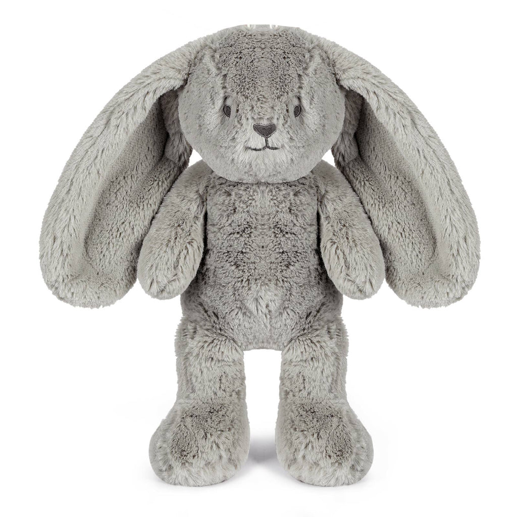 Gray plushie bunny, floppy ears, soft fur, 13.5 inches, stuffed animal