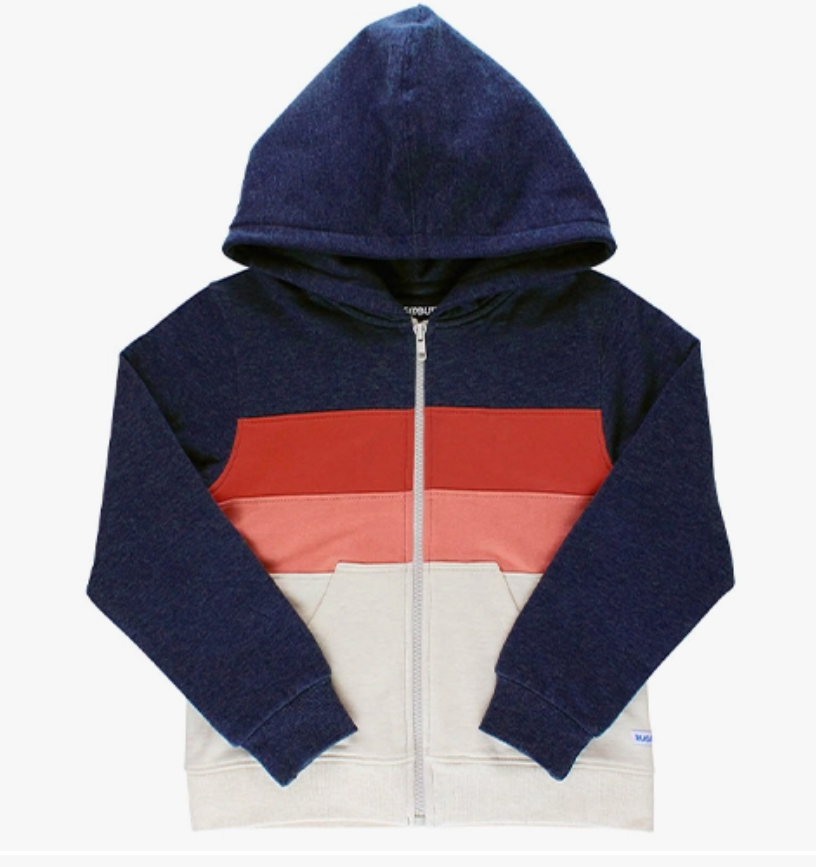Boys hoodie, orange, white, navy blue, silver zipper, stripes, boys, children 