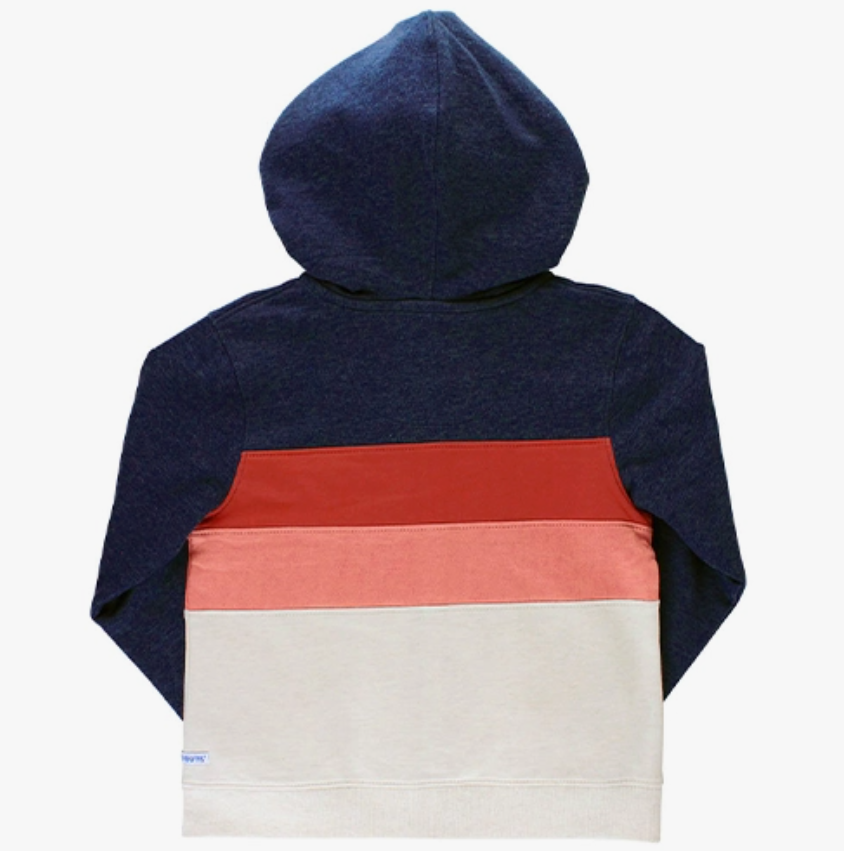 Back boys hoodie, striped, white, blue, orange