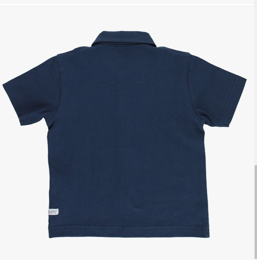 Boys Polo, back, blue short sleeve shirt 