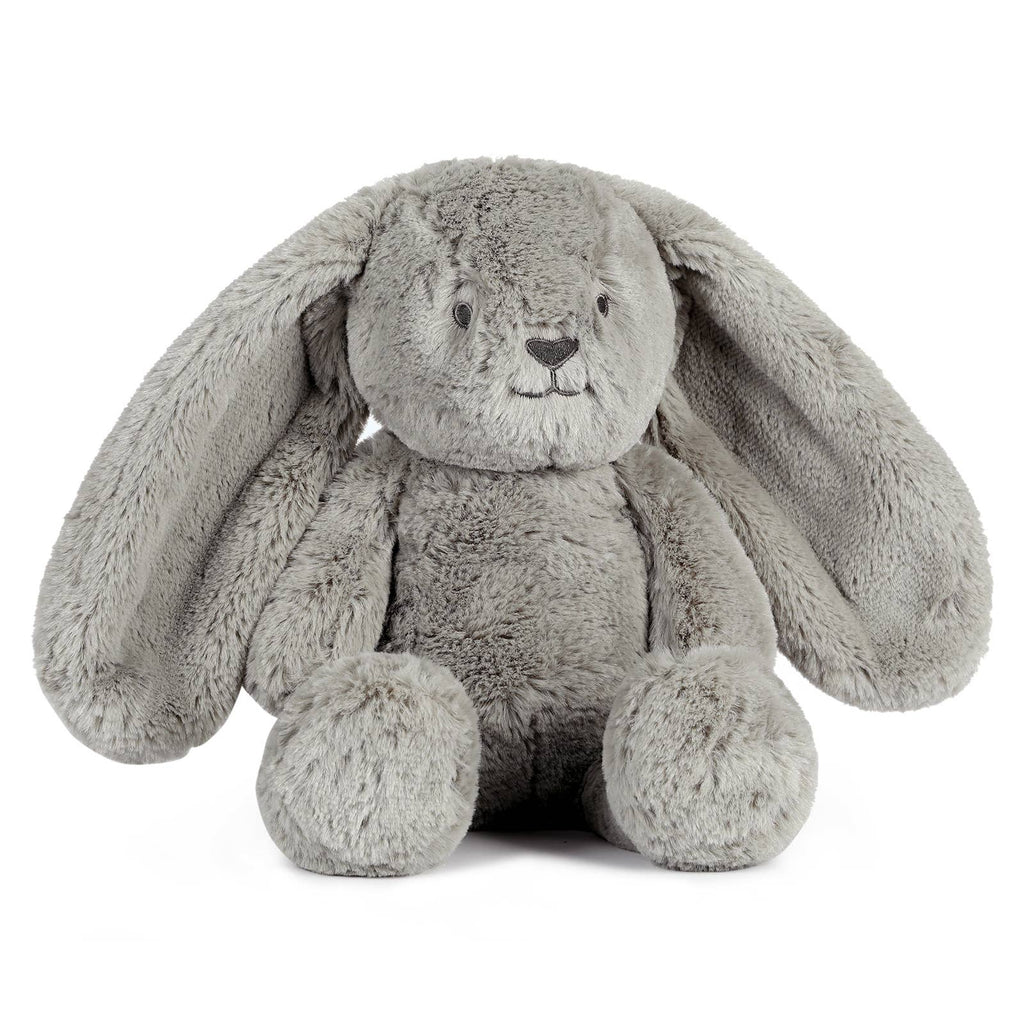 Gray plushie bunny, floppy ears, soft fur, 13.5 inches, stuffed animal