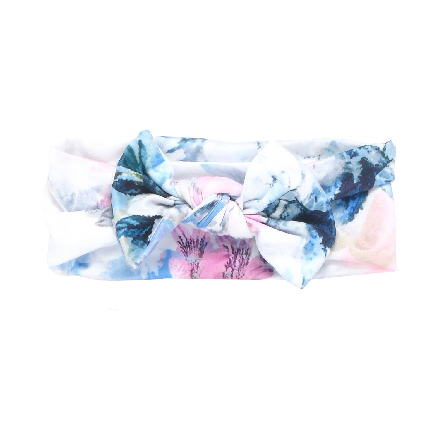 Newborn, water color, tie bow, headband, blue, pink, white 