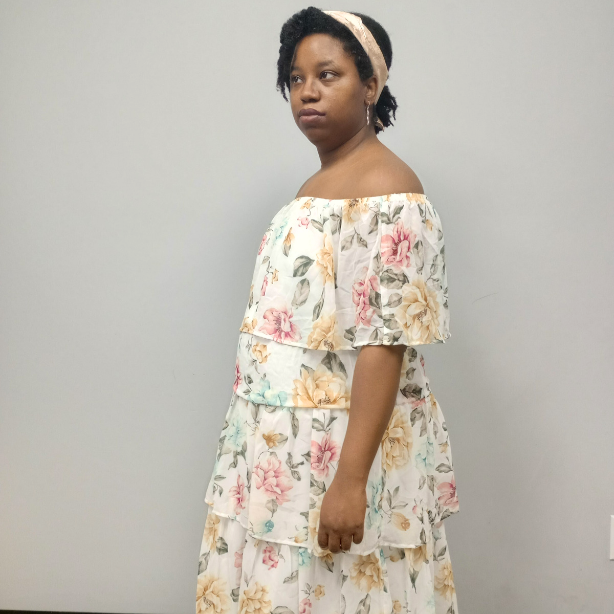 Anna Floral Summer Shoulder Dress