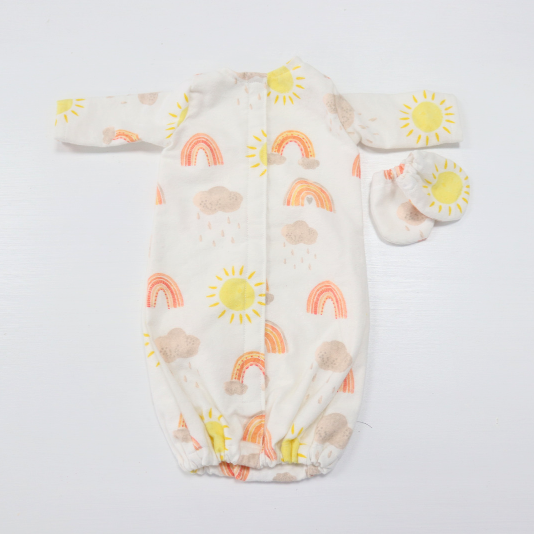 Handmade Preemie Gown With Mittens