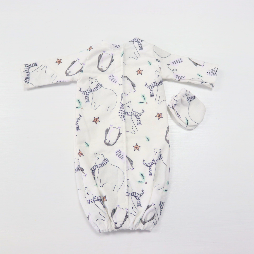 Handmade Preemie Gown With Mittens