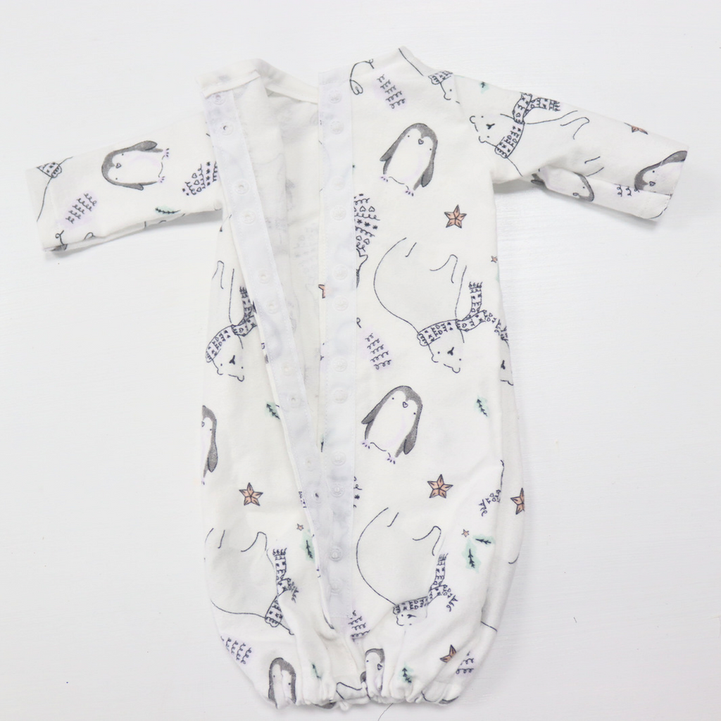 Handmade Preemie Gown With Mittens